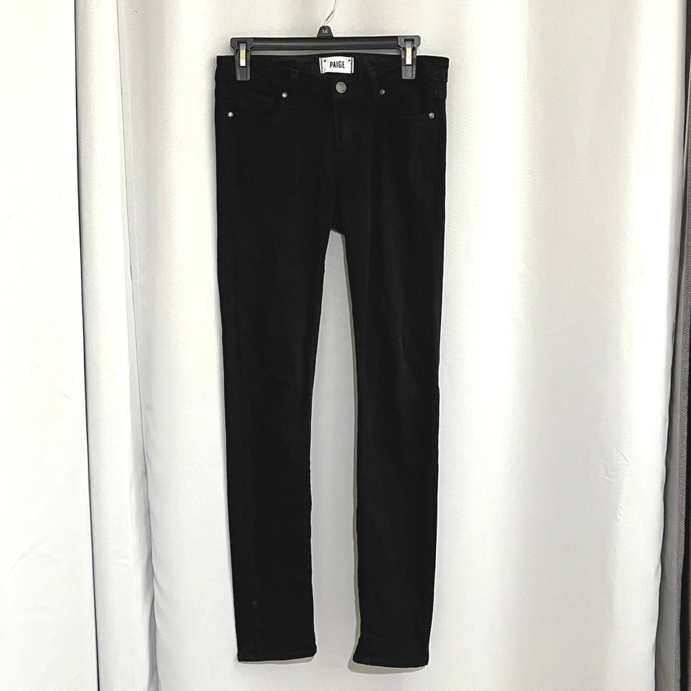 Paige Skyline Verdugo Ultra Skinny Jeans Size‎ 26 Mid-Rise Black Stretch Denim